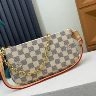 Louis Vuitton Mahjong Damier Azur Beige Gray Chain Bag