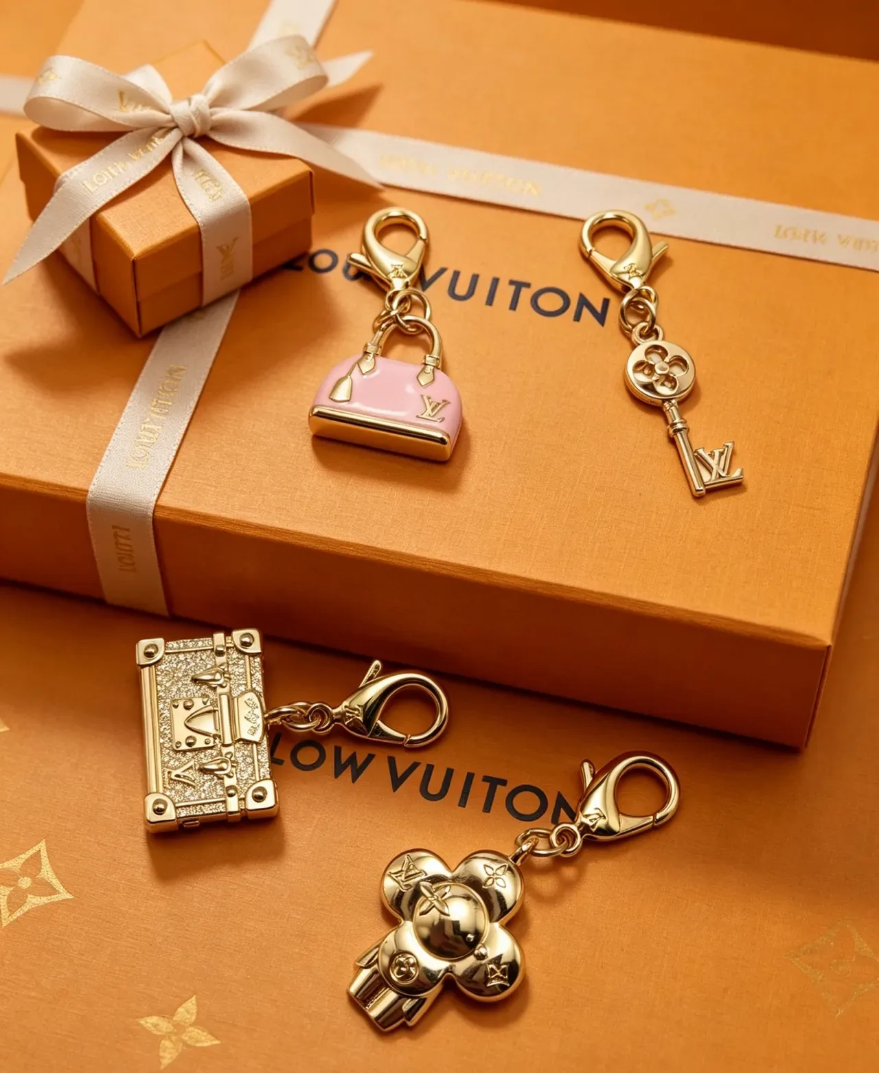 Louis Vuitton Mini Alma LV Charm Pink Gold Enamel-Finished Miniature Bag Silhouette Bracelet 4