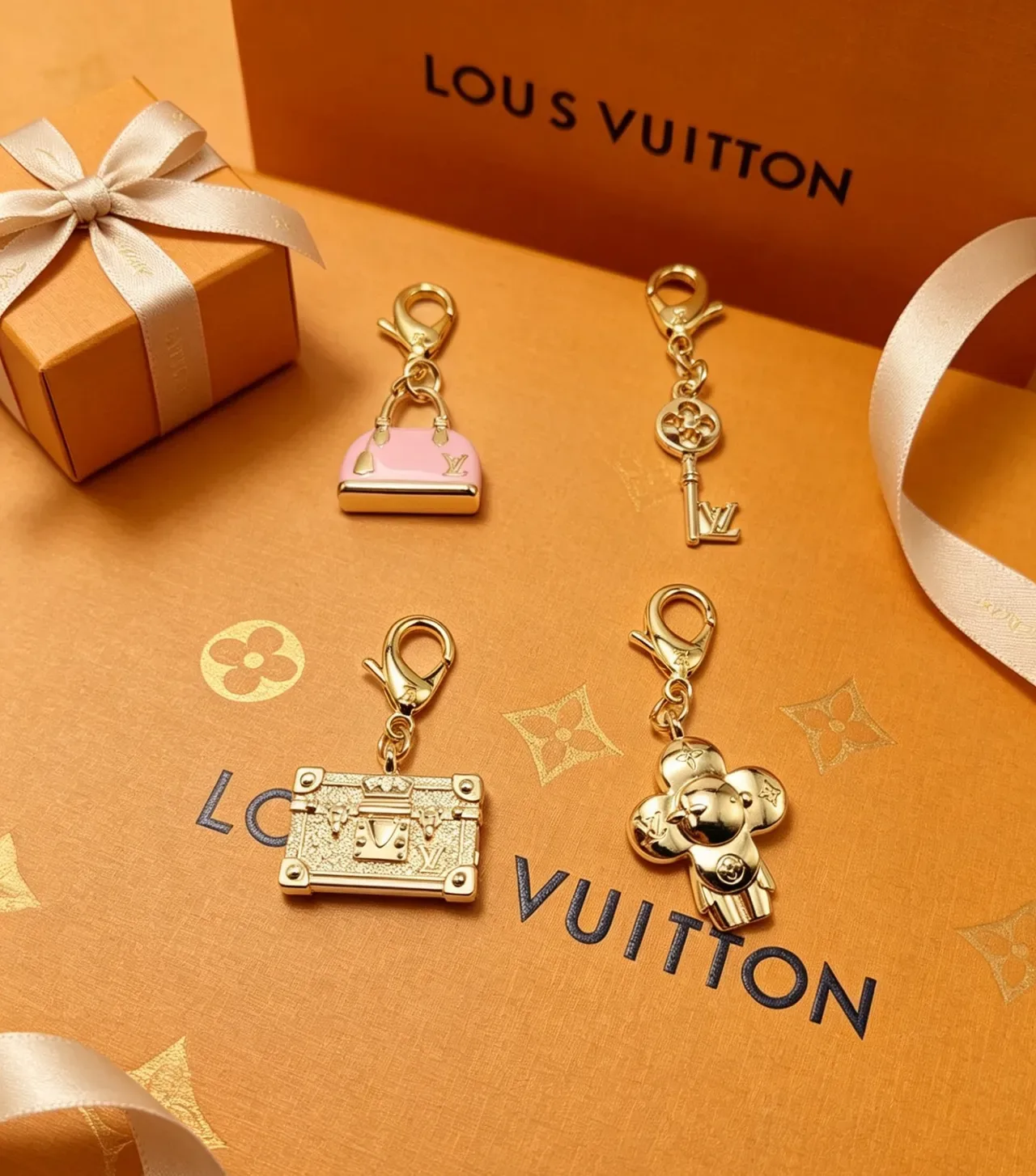 Louis Vuitton Mini Alma LV Charm Pink Gold Enamel-Finished Miniature Bag Silhouette Bracelet 6