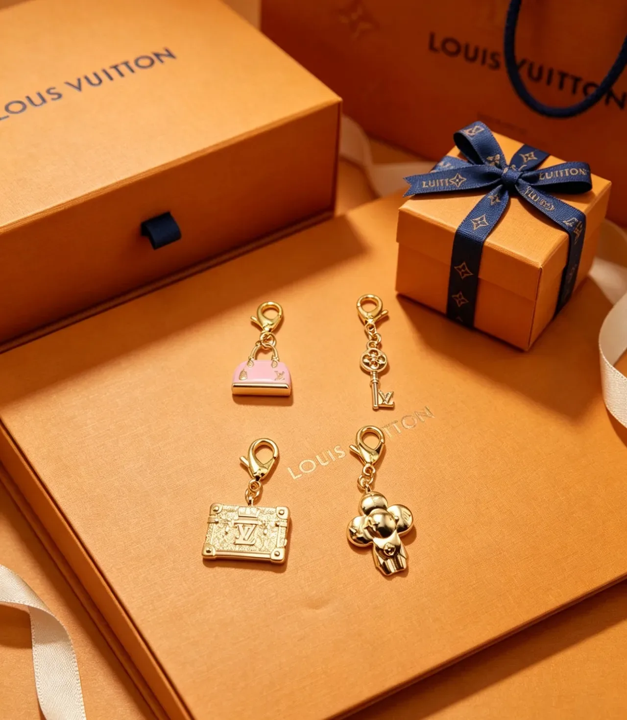 Louis Vuitton Mini Alma LV Charm Pink Gold Enamel-Finished Miniature Bag Silhouette Bracelet 7