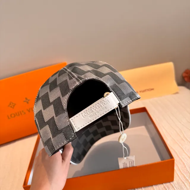 Louis Vuitton Monochrome Geometric Check Baseball Cap 2