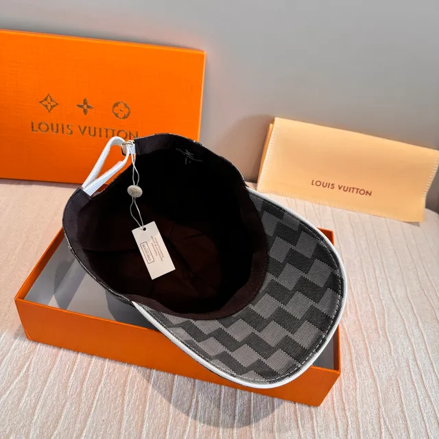 Louis Vuitton Monochrome Geometric Check Baseball Cap 8