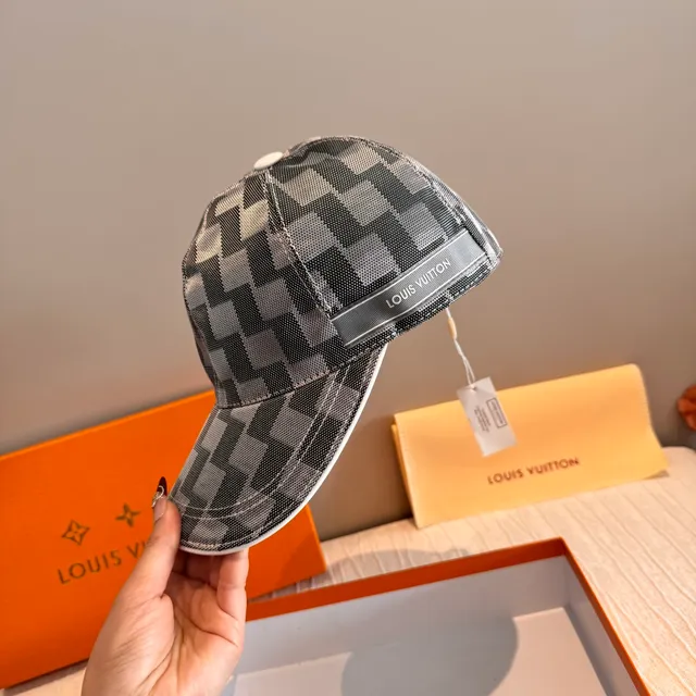 Louis Vuitton Monochrome Geometric Check Baseball Cap 4