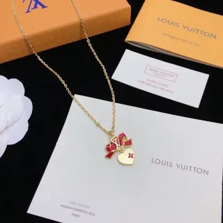 Louis Vuitton Monogram Bow Heart Enamel Necklace