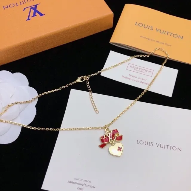 Louis Vuitton Monogram Bow Heart Enamel Necklace 2