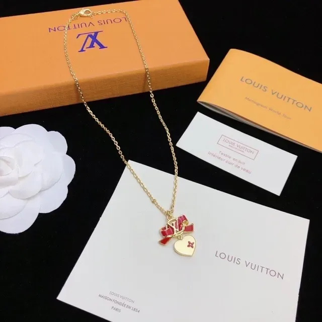 Louis Vuitton Monogram Bow Heart Enamel Necklace 6