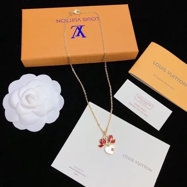 Louis Vuitton Monogram Bow Heart Enamel Necklace 7