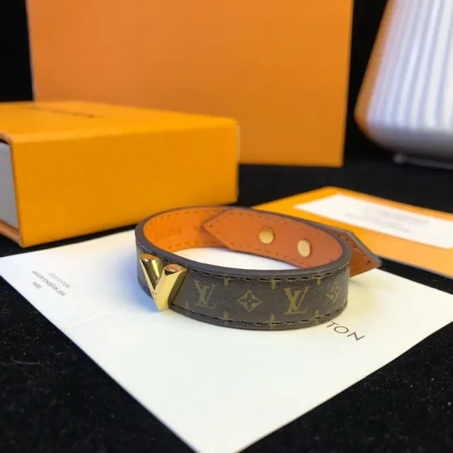 Louis Vuitton Monogram Canvas and Tan Leather Bracelet 3