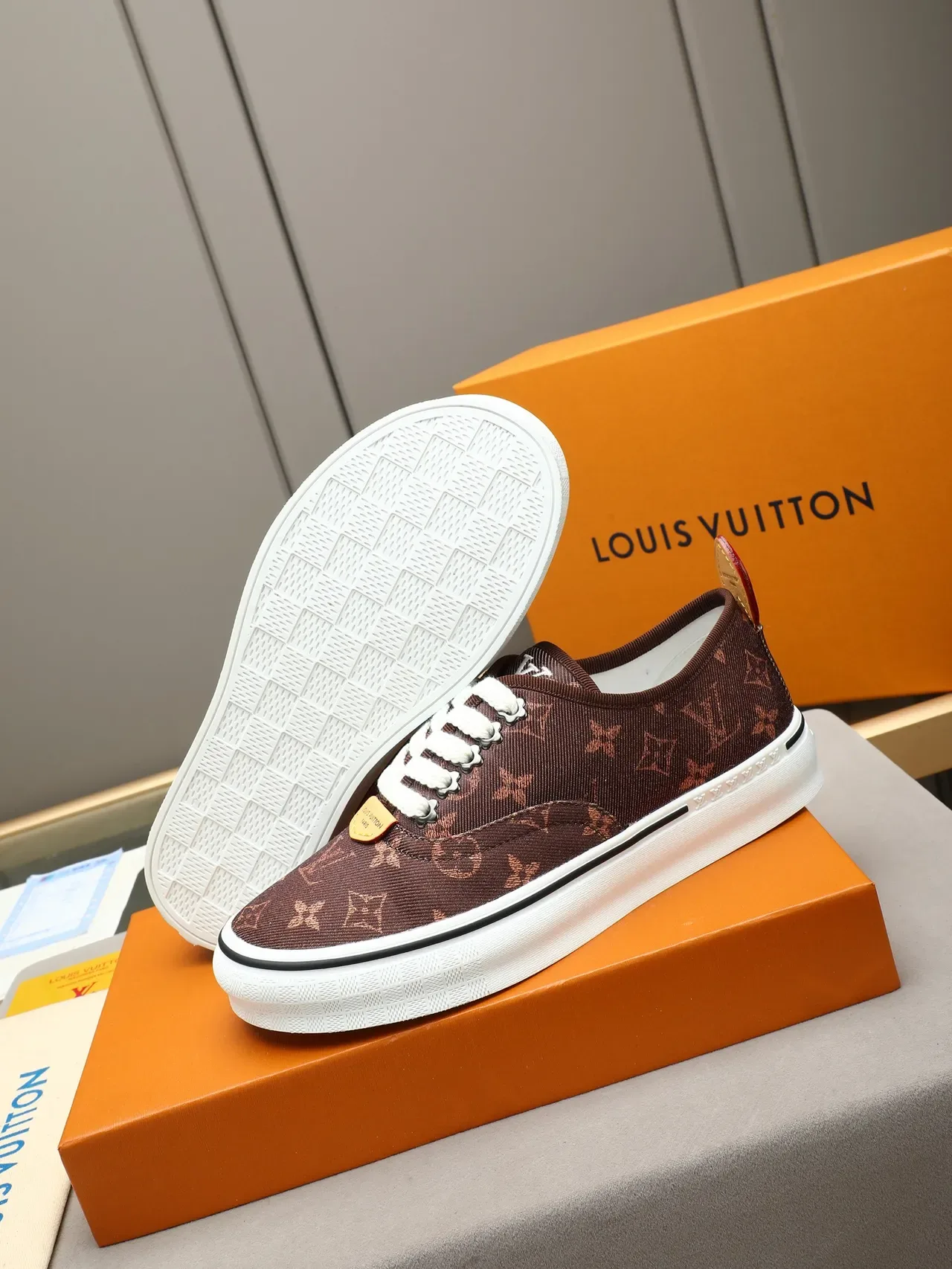 Louis Vuitton Monogram Canvas Brown White Lifestyle Sneakers 4