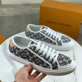 Louis Vuitton Monogram Lona Blanca Suela Copa Estilo de Vida Zapatillas
