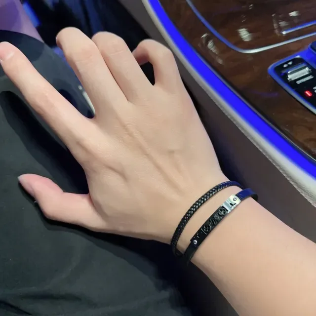 Louis Vuitton Monogram Cut-Out and Braided Leather Black Bracelets 2