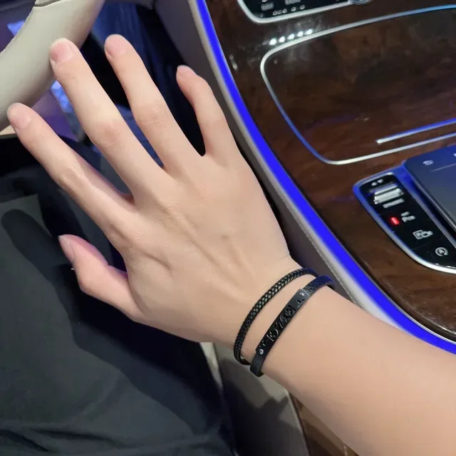 Louis Vuitton Monogram Cut-Out and Braided Leather Black Bracelets 4