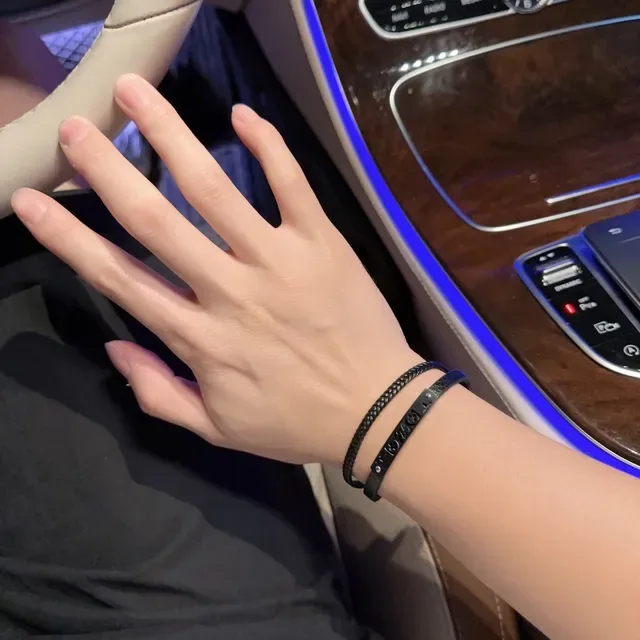 Louis Vuitton Monogram Cut-Out and Braided Leather Black Bracelets 7