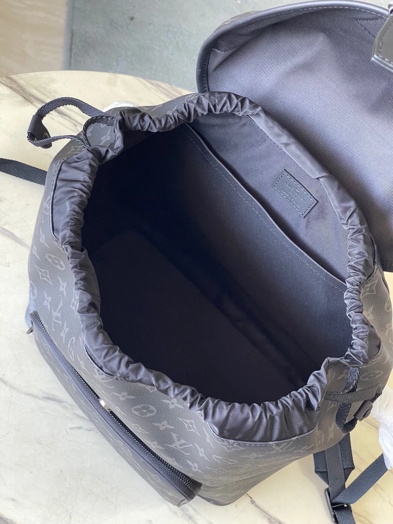 Louis Vuitton Monogram Eclipse Gray Black Roll-Top Casual Backpack 3