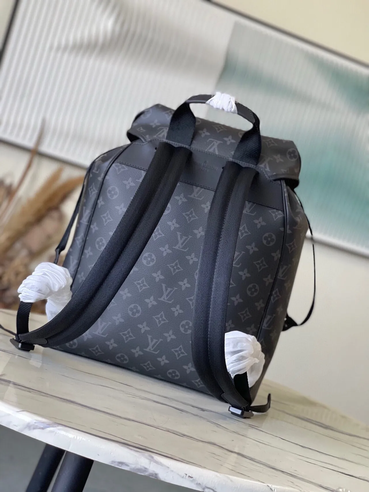 Louis Vuitton Monogram Eclipse Gray Black Roll-Top Casual Backpack 5