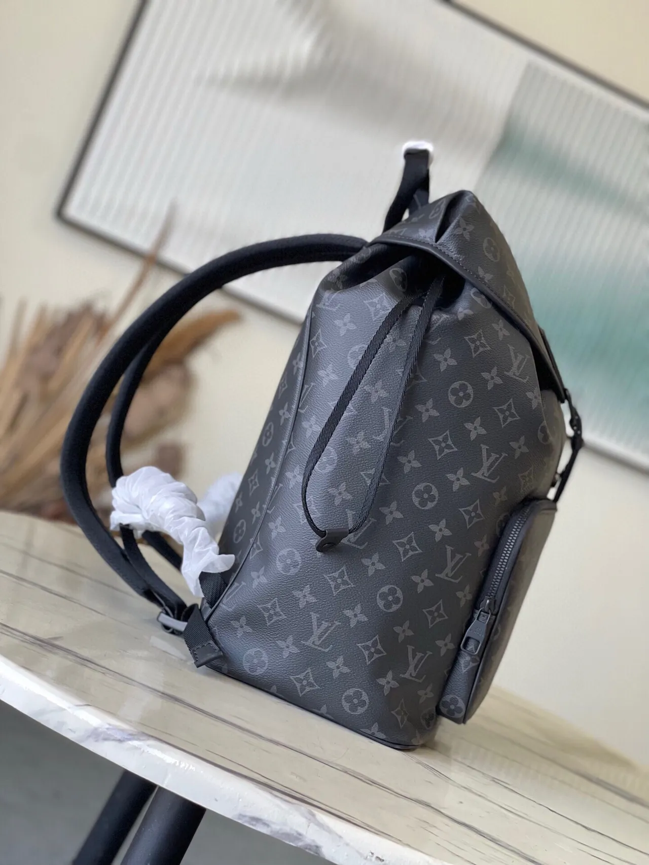 Louis Vuitton Monogram Eclipse Gray Black Roll-Top Casual Backpack 6