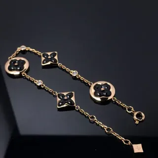 Pulsera Louis Vuitton Monogram Flor Oro Negro Esmalte