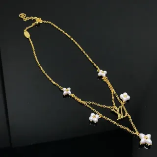 Louis Vuitton Monogram Flower Gold-Tone White Floral Charm Necklace