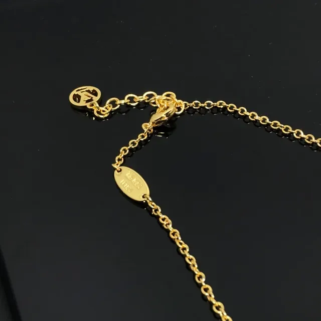 Louis Vuitton Monogram Flower Gold-Tone White Floral Charm Necklace 3
