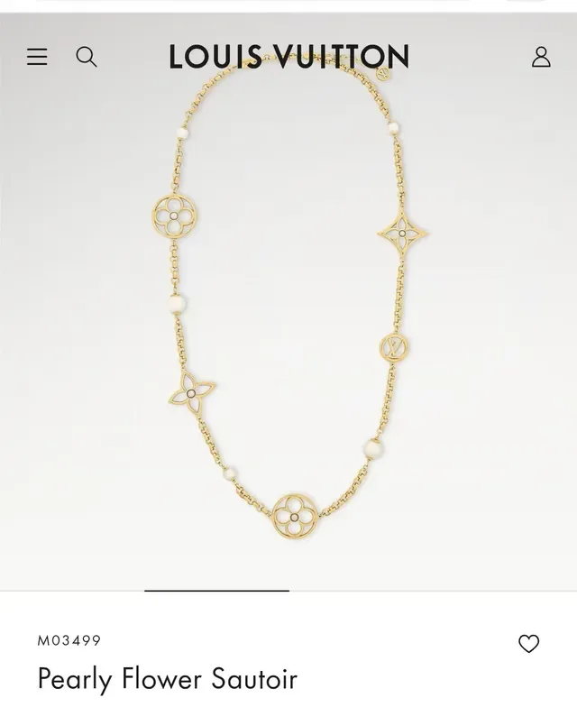 Louis Vuitton Monogram Flower Pearl Chain Necklace 6