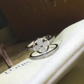 Louis Vuitton Monogram Flower Silver Pavé-Set Openwork Floral Ring