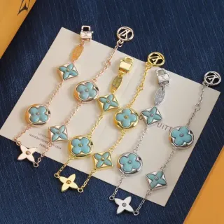Louis Vuitton Monogram Flower Turquoise Enamel Bracelet