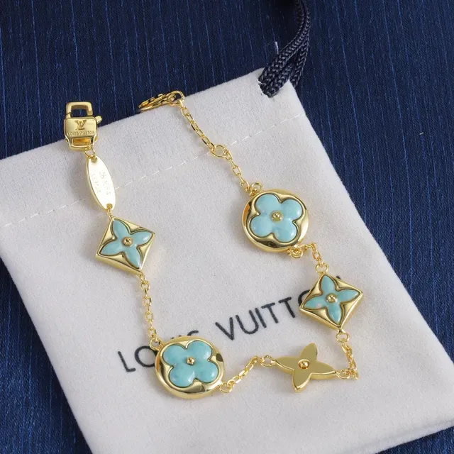 Louis Vuitton Monogram Flower Turquoise Enamel Bracelet 3