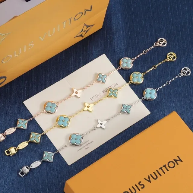 Louis Vuitton Monogram Flower Turquoise Enamel Bracelet 8