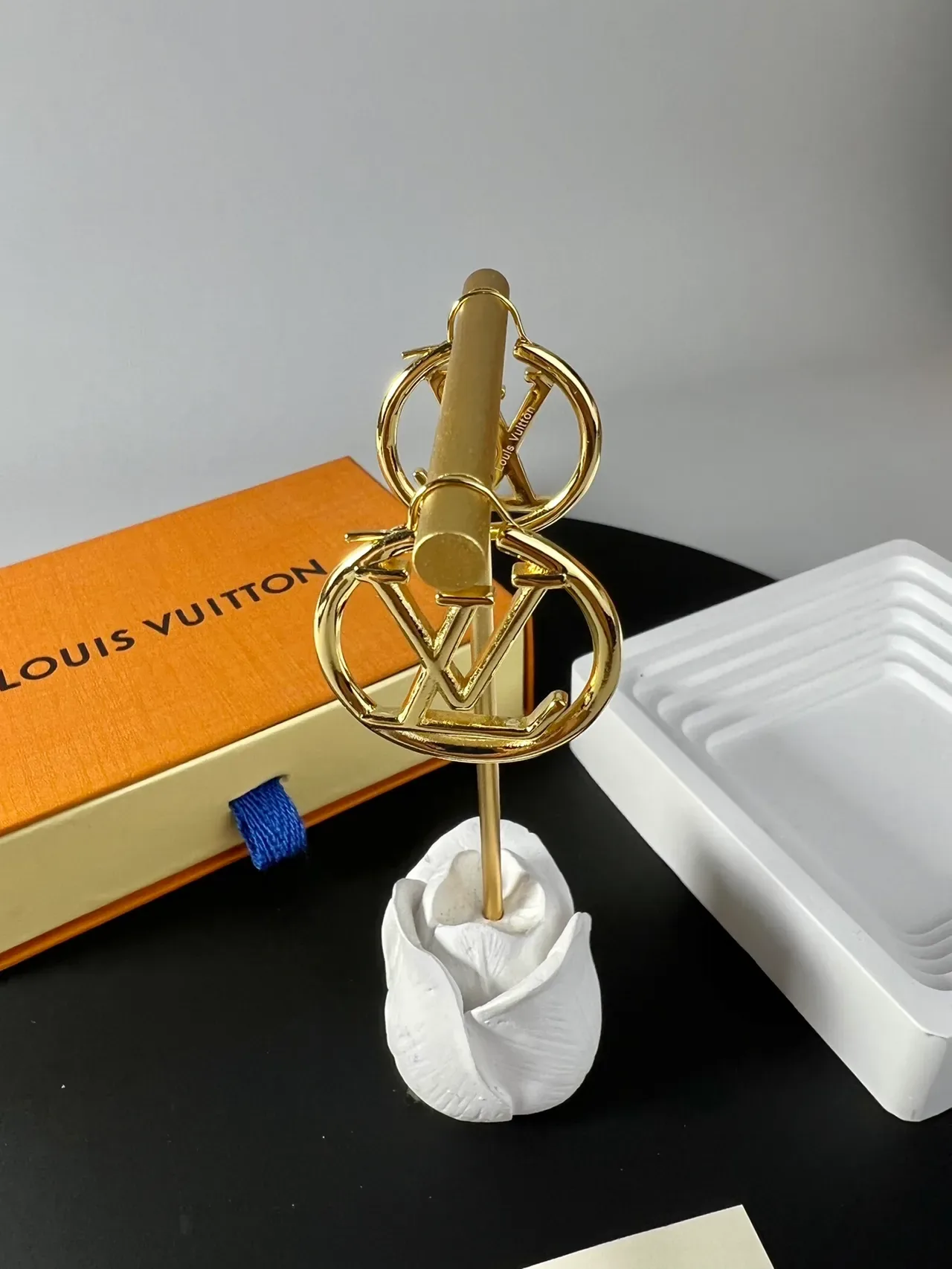 Louis Vuitton Monogram Hoop Gold Earrings 6