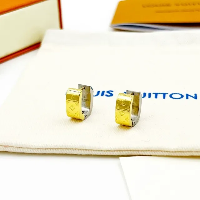 Louis Vuitton Monogram Hoop Gold Silver Hinged Monogrammed Face Earrings 3