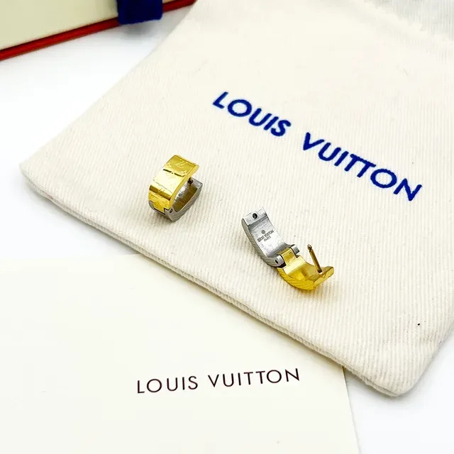 Louis Vuitton Monogram Hoop Gold Silver Hinged Monogrammed Face Earrings 5
