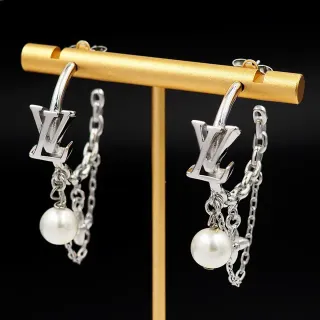 Louis Vuitton Monogram Hoop Pearl Drop Earrings