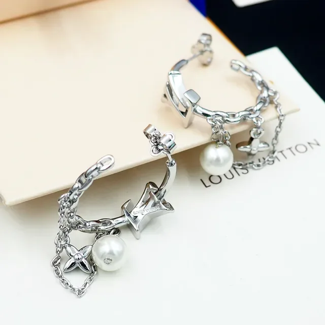 Louis Vuitton Monogram Hoop Pearl Drop Earrings 3