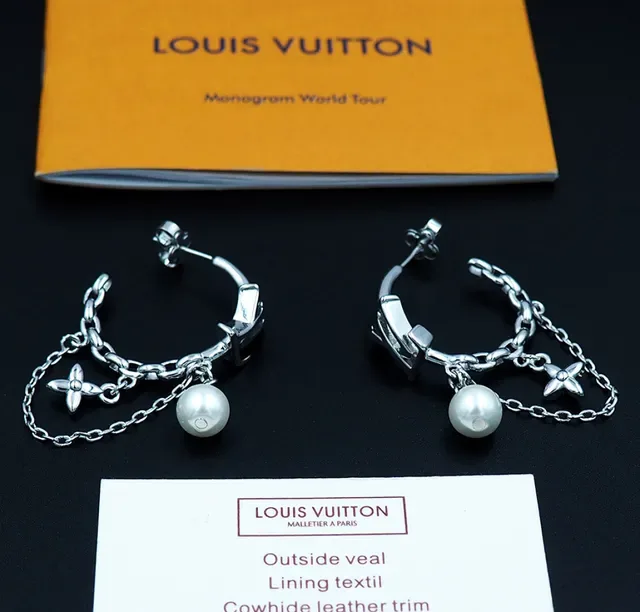 Louis Vuitton Monogram Hoop Pearl Drop Earrings 4
