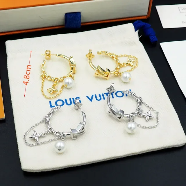 Louis Vuitton Monogram Hoop Pearl Drop Earrings 8