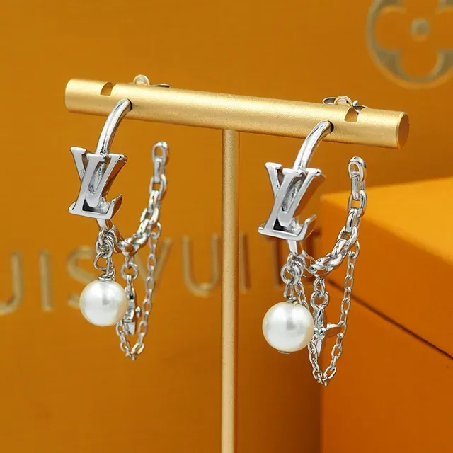 Louis Vuitton Monogram Hoop Pearl Drop Earrings 9