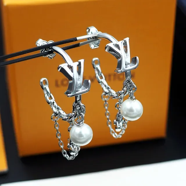 Louis Vuitton Monogram Hoop Pearl Drop Earrings 10