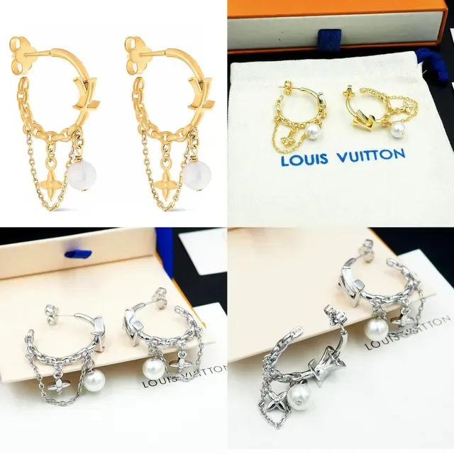 Louis Vuitton Monogram Hoop Pearl Drop Earrings 11