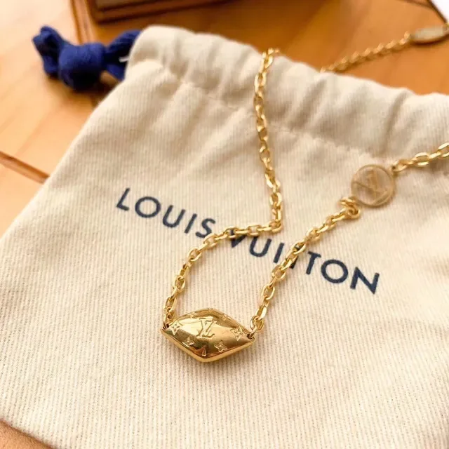 Louis Vuitton Monogram Jewelry Gold Chain Necklace 4