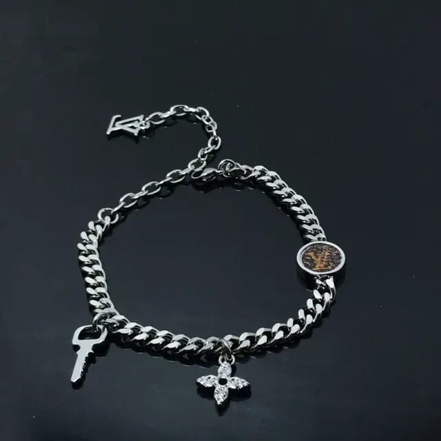 Bracelete Louis Vuitton Monogram Corrente Transparente Prateada Pavé-Crystal LV 2