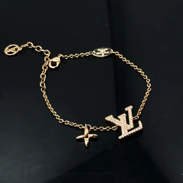 Bracelete Louis Vuitton Monogram Corrente Transparente Prateada Pavé-Crystal LV 6
