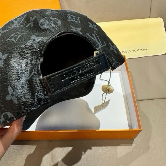 Louis Vuitton Monogram Leather-Textured Structured Baseball Cap 4