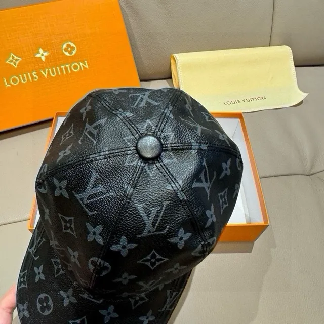 Louis Vuitton Monogram Leather-Textured Structured Baseball Cap 6