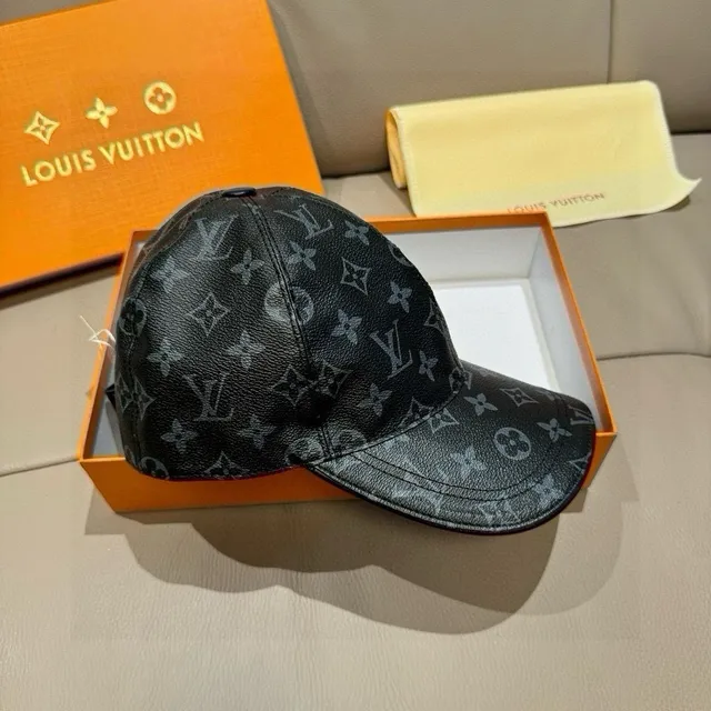 Louis Vuitton Monogram Leather-Textured Structured Baseball Cap 7