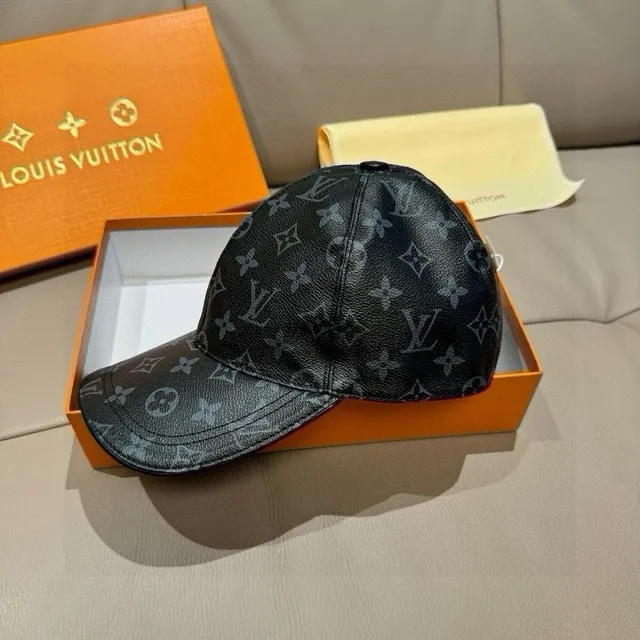 Louis Vuitton Monogram Leather-Textured Structured Baseball Cap 8