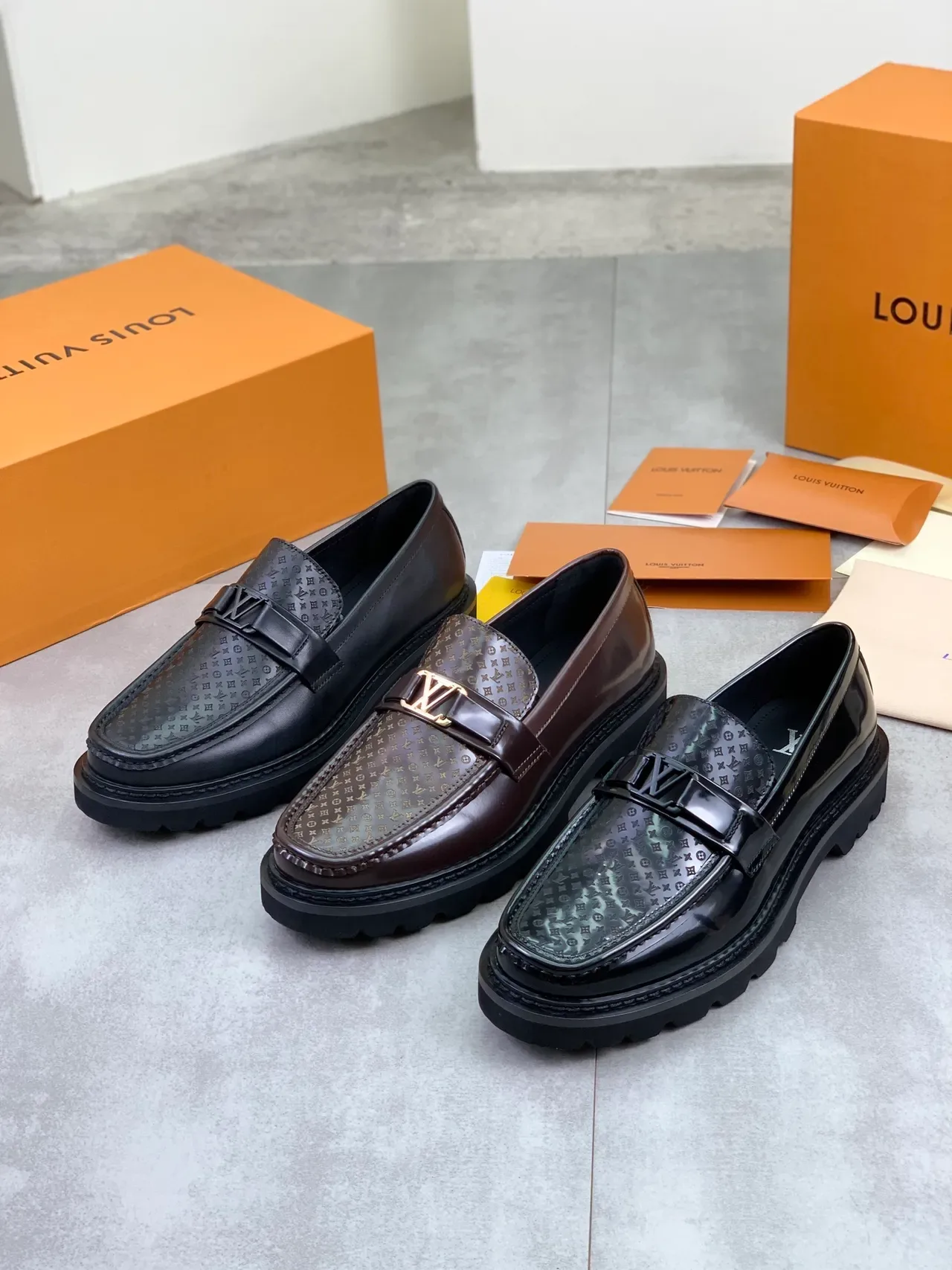 Louis Vuitton Monogram Loafer Black Leather Buckle Strap Loafer 2