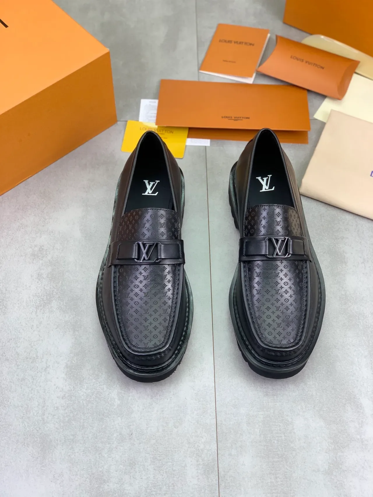 Louis Vuitton Monogram Loafer Black Leather Buckle Strap Loafer 5