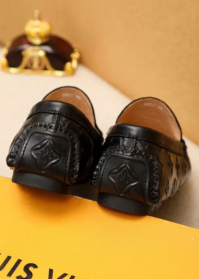 Louis Vuitton Monogram Loafer Black Silver Leather Metal LV Buckle Loafer 4