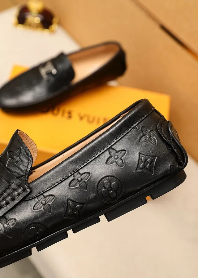 Louis Vuitton Monogram Loafer Black Silver Leather Metal LV Buckle Loafer 5