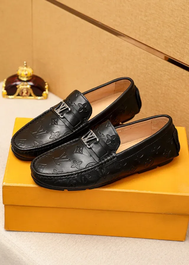 Louis Vuitton Monogram Loafer Black Silver Leather Metal LV Buckle Loafer 8
